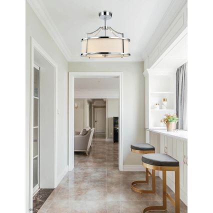 Open Design OR80865 - Полилей на тръба STANZA 3xE27/15W/230V Ø 42 см лъскав хром/бял