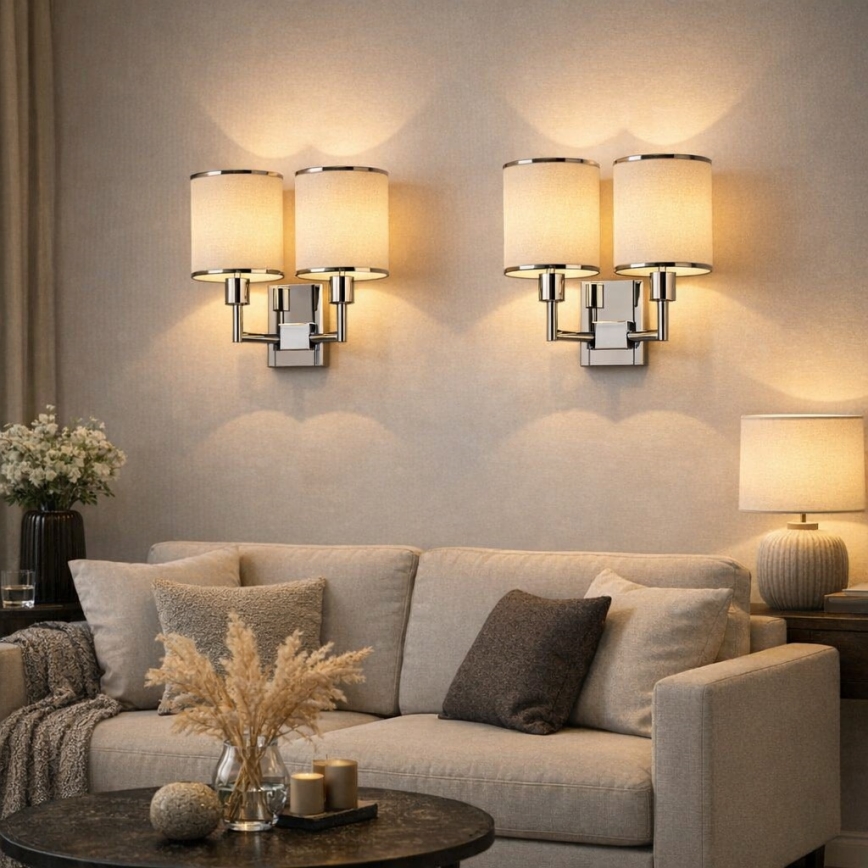 Open Design OR81497 - Настенна лампа CASA 2xE14/12W/230V лъскав хром/кремава