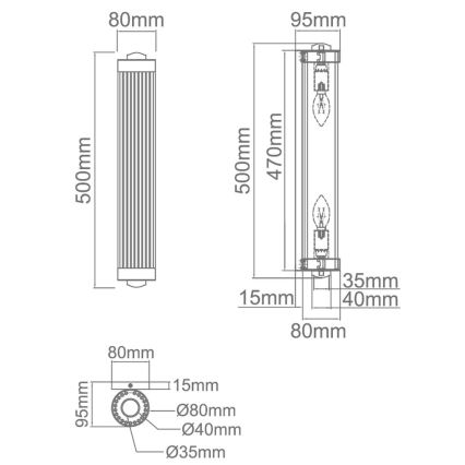 Open Design OR81565 - Стенно осветително тяло FIATTO 2xE14/12W/230V лъскав хром