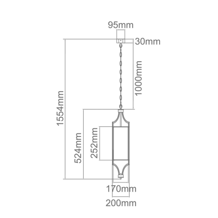 Open Design OR84108 - Полилей на верига LUNGA 1xE27/15W/230V златист/черен
