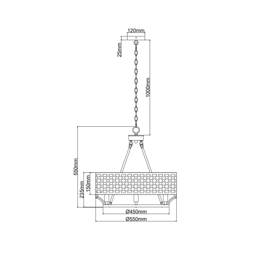 Open Design OR84375 - Полилей на верига VERNO 6xE14/12W/230V Ø 55 см, лъскав хром