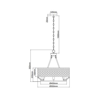 Open Design OR84382 - Полилей с верига VERNO 6xE14/12W/230V Ø 55 см месинг