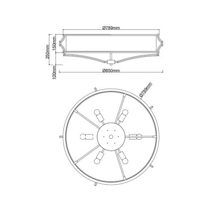 Open Design OR84467 - Таванно осветително тяло STESSO 6xE27/12W/230V Ø 85 см златисто/черно