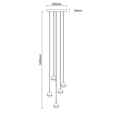 Open Design OR85518 - LED полилей на кабел BOLICINA 5xLED/5W/230V златист/черен
