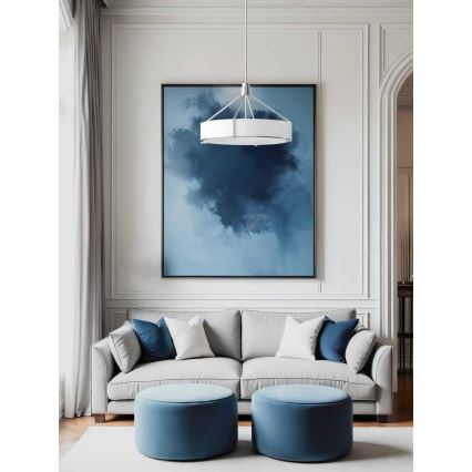 Open Design OR85624 - Полилей на штанга DORETTO 4xE27/15W/230V Ø 50 см матов хром/бял