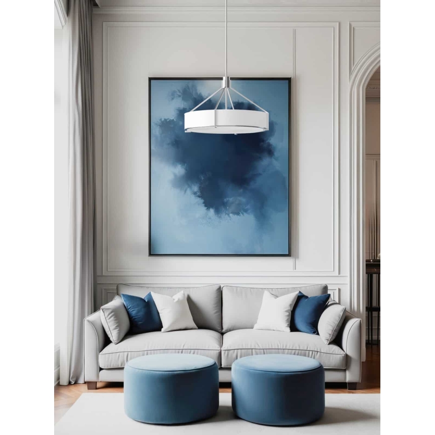 Open Design OR85624 - Полилей на штанга DORETTO 4xE27/15W/230V Ø 50 см матов хром/бял