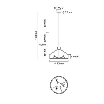 Open Design OR85624 - Полилей на штанга DORETTO 4xE27/15W/230V Ø 50 см матов хром/бял