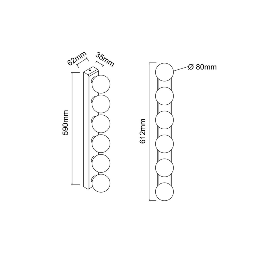 Open Design OR85693 - Стенно осветително тяло за баня MERINO 6xG9/8W/230V 61 см IP44 лъскав хром