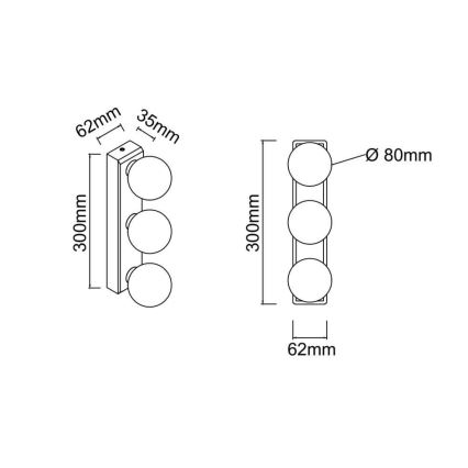 Open Design OR85709 - Стенно осветително тяло за баня MERINO 3xG9/8W/230V 30 см IP44 лъскав хром