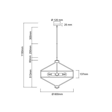 Open Design OR85839 - Полилей на тръба ZUNDO 4xE27/15W/230V месинг/бял