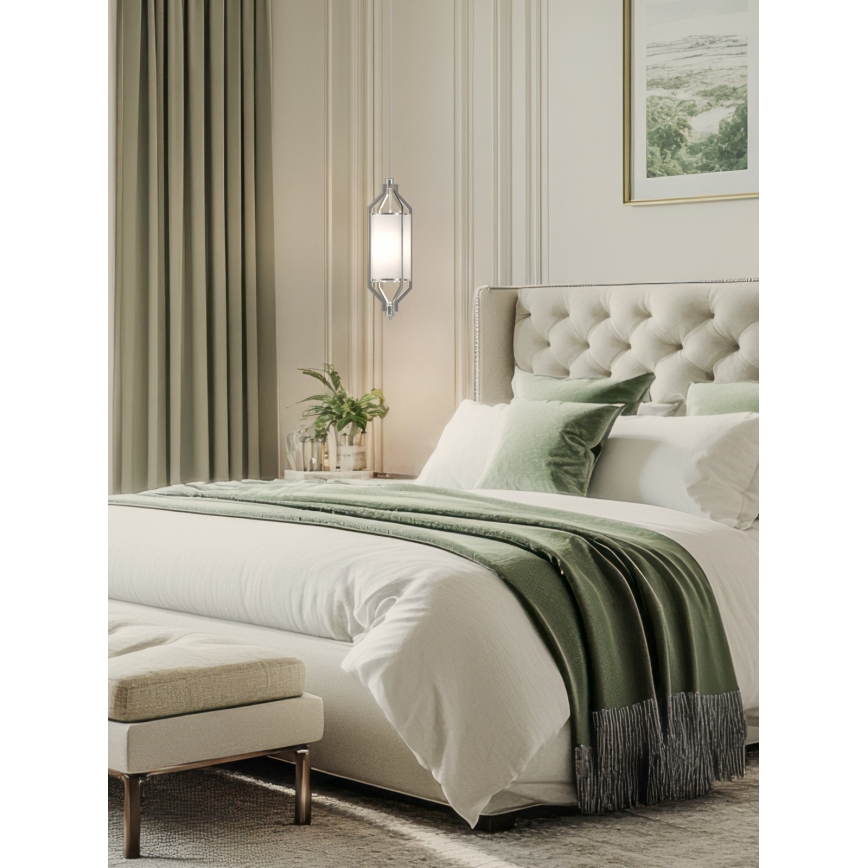 Open Design OR85853 - Пендел на прът ZUNDO 1xE27/15W/230V матов хром/бял