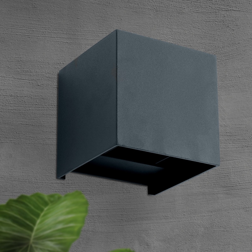 LED Екстериорен аплик CUBE 2xLED/3W/230V IP54 антрацит