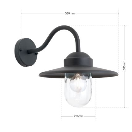 Екстериорен аплик EDWARD 1xE27/60W/230V IP44 черен