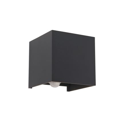 LED Външна стенна лампа със сензор за движение и здрач CUBE-S LED/13W/230V IP54 антрацит