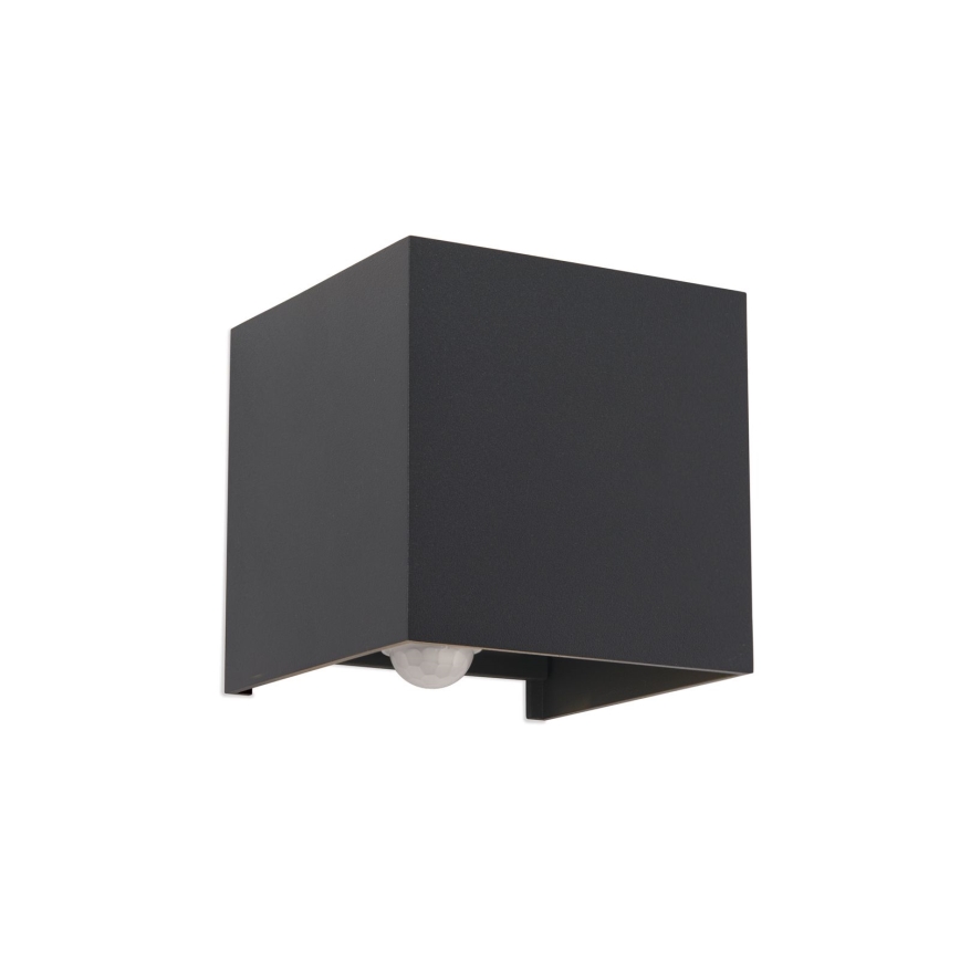 LED Външна стенна лампа със сензор за движение и здрач CUBE-S LED/13W/230V IP54 антрацит