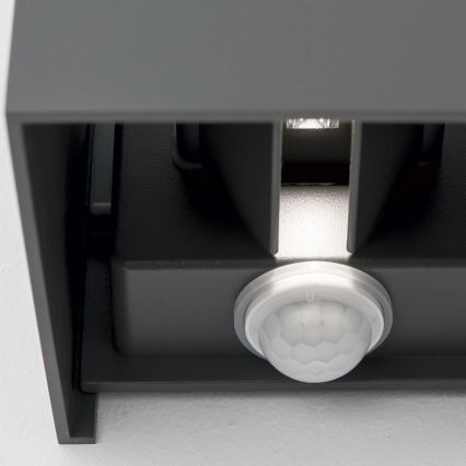 LED Външна стенна лампа със сензор за движение и здрач CUBE-S LED/13W/230V IP54 антрацит