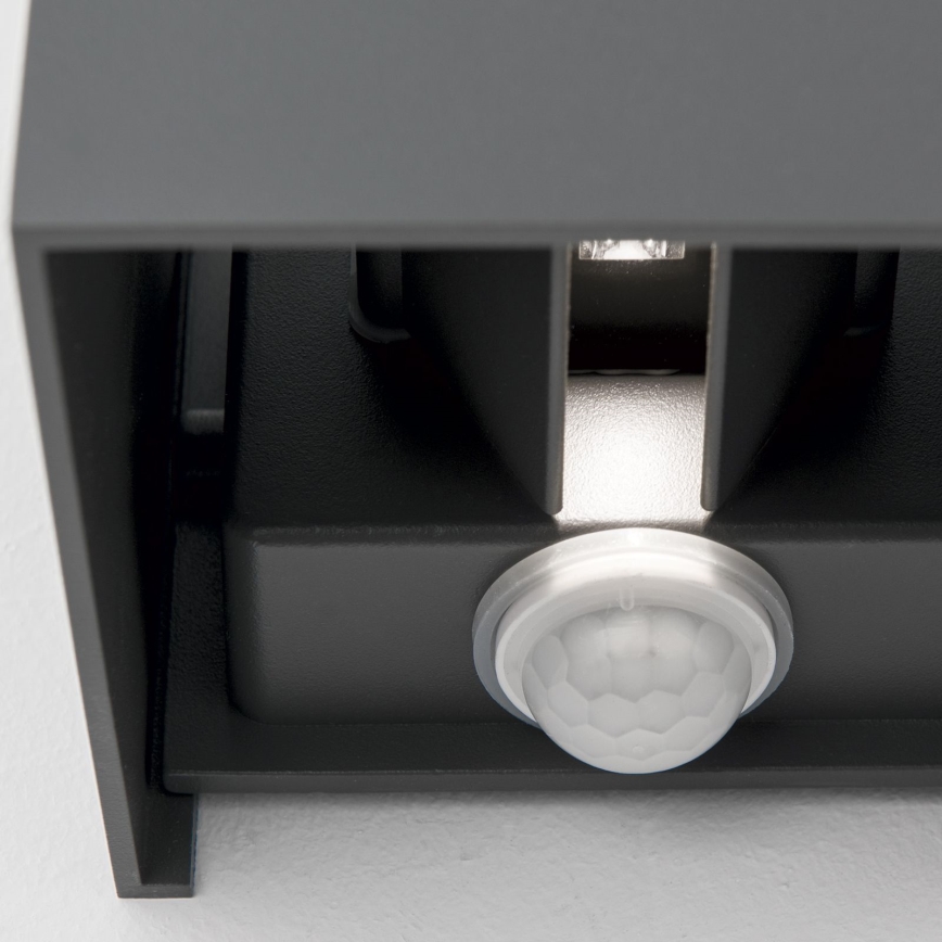 LED Външна стенна лампа със сензор за движение и здрач CUBE-S LED/13W/230V IP54 антрацит