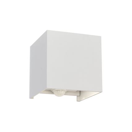 LED Външна стенна лампа със сензор за движение и здрач CUBE-S LED/13W/230V IP54 бял