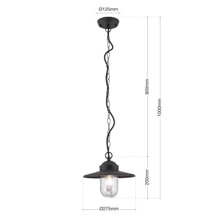 Екстериорна висяща лампа EDWARD 1xE27/60W/230V IP44 черен