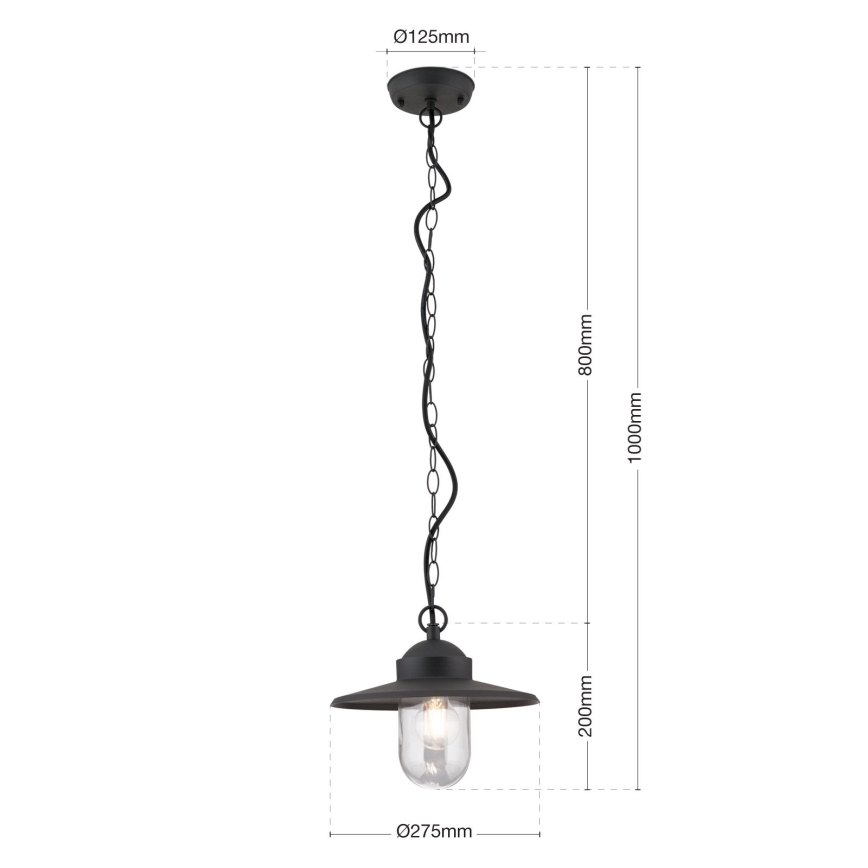 Екстериорна висяща лампа EDWARD 1xE27/60W/230V IP44 черен