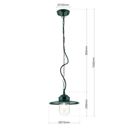 Екстериорна висяща лампа EDWARD 1xE27/60W/230V IP44 зелен