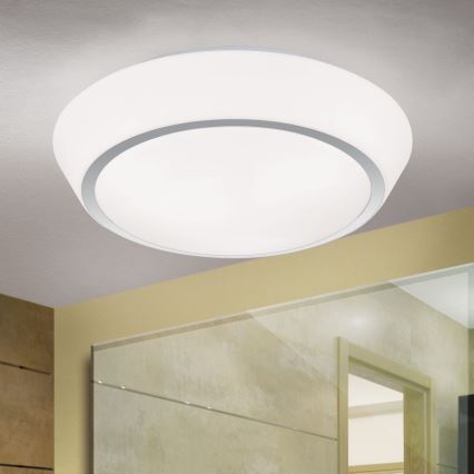 Плафон за баня TENA 3xE27/60W/230V Ø 38 см IP44 бял