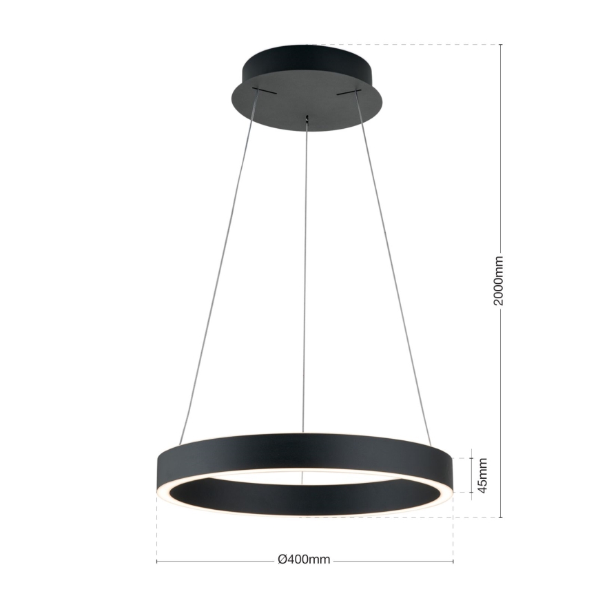 Димируема LED люстра на кабел KOLK LED/40W/230V 2700/3000/4000K диам. 40 см, черна