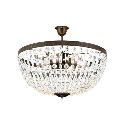 Кристален полилей ARILA 6xE27/60W/230V Ø 60 см кафяв/патина