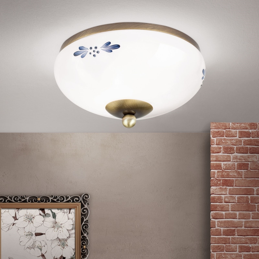 Плафон LANDHAUS 1xE27/60W/230V Ø 21 см бронзов/бял