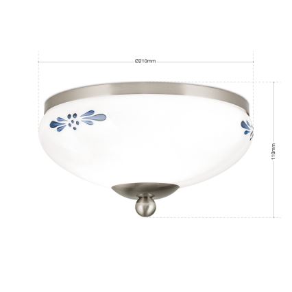 Плафон LANDHAUS 1xE27/60W/230V Ø 21 см матов хром/бял