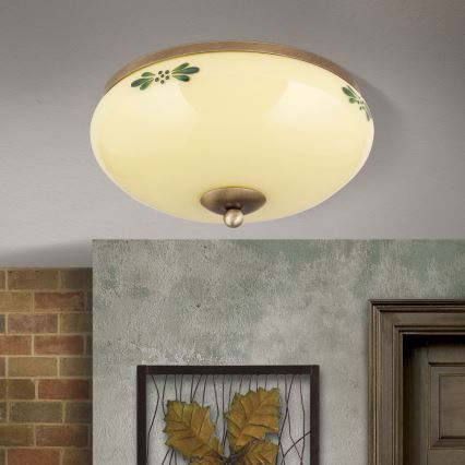 Плафон LANDHAUS 2xE27/60W/230V Ø 28 см бронзов/бежов