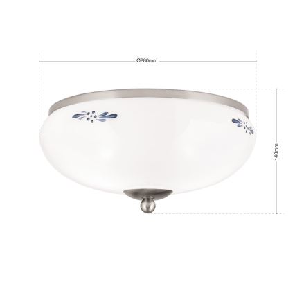 Плафон LANDHAUS 2xE27/60W/230V Ø 28 см матов хром/бял