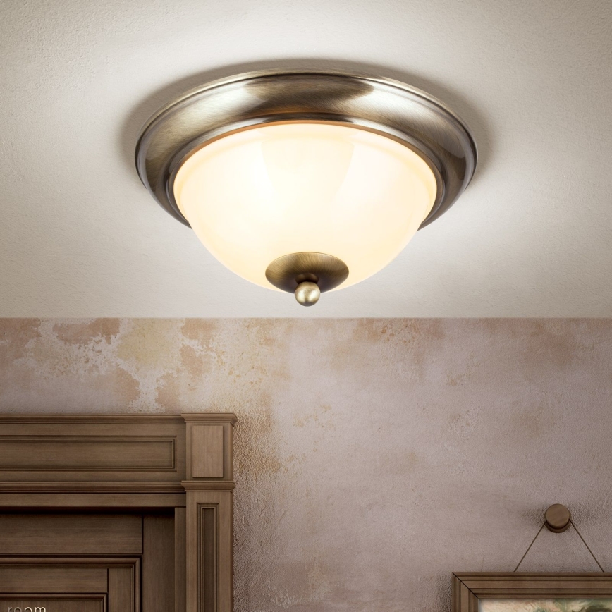 Плафон AUSTRIAN OLD LAMP 2xE27/60W/230V Ø 27 см бронзов/бежов