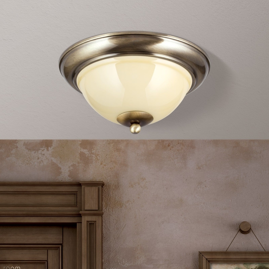 Плафон AUSTRIAN OLD LAMP 2xE27/60W/230V Ø 27 см бронзов/бежов