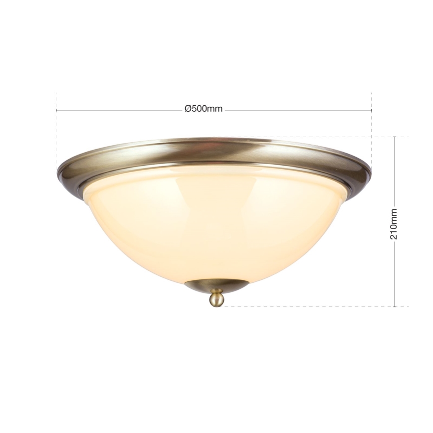 Плафон AUSTRIAN OLD LAMP 3xE27/60W/230V Ø 50 см бронзов/бежов