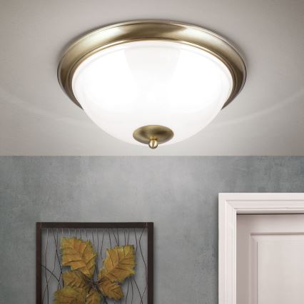 Плафон AUSTRIAN OLD LAMP 3xE27/60W/230V Ø 50 см бронзов/бял