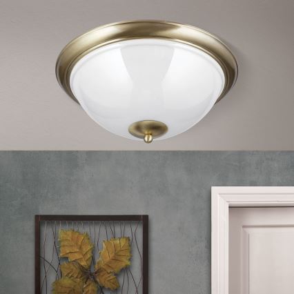 Плафон AUSTRIAN OLD LAMP 3xE27/60W/230V Ø 50 см бронзов/бял