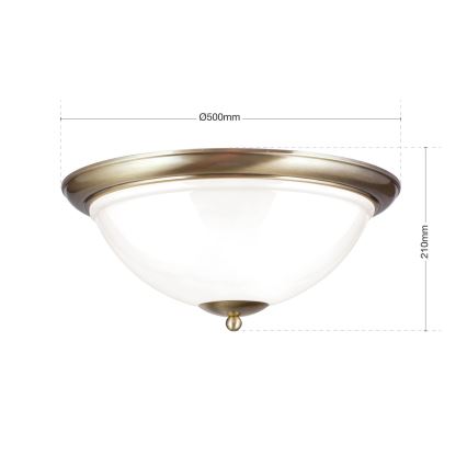 Плафон AUSTRIAN OLD LAMP 3xE27/60W/230V Ø 50 см бронзов/бял