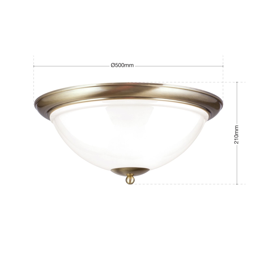Плафон AUSTRIAN OLD LAMP 3xE27/60W/230V Ø 50 см бронзов/бял