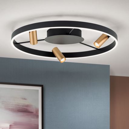 LED Димируем плафон BERLIN LED/50W/230V черен/златист