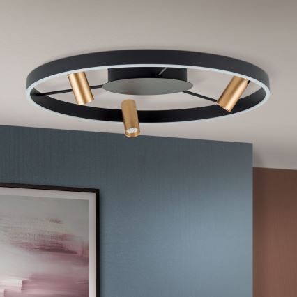 Димируемо LED таванно осветително тяло BERLIN LED/50W/230V черно/златно