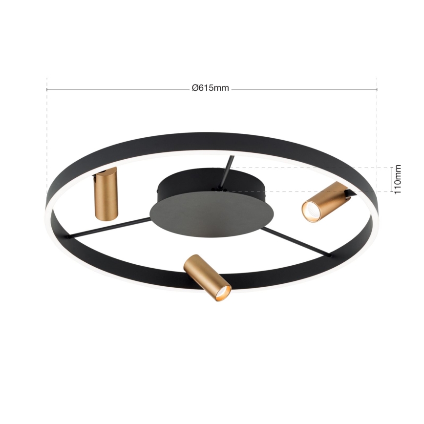 Димируемо LED таванно осветително тяло BERLIN LED/50W/230V черно/златно