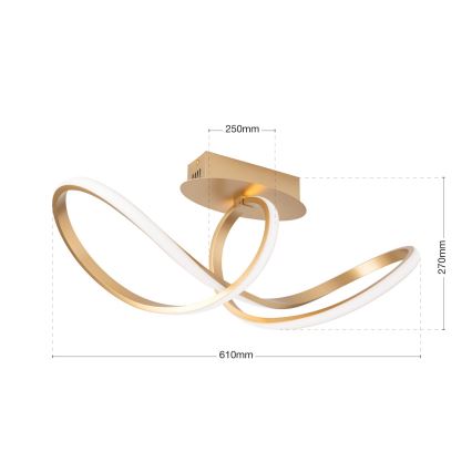 LED Димируем полилей за повърхностен монтаж CIRCUS LED/30W/230V златист