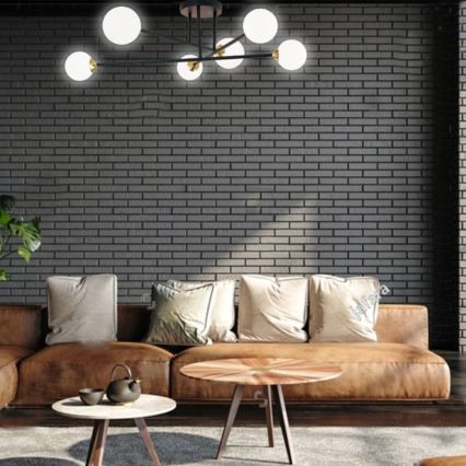 Полилей за повърхностен монтаж SNOWWHITE 6xG9/20W/230V Ø 84 см черен/златист