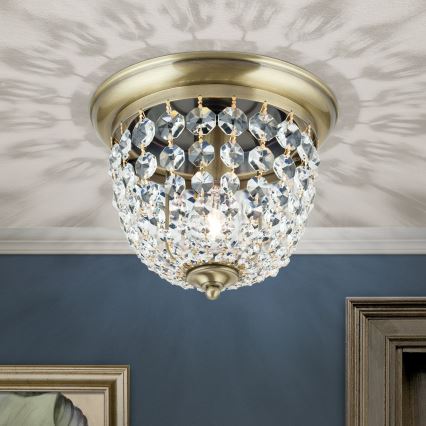 Кристален плафон PLAFOND 1xE27/40W/230V Ø 26 см бронзов