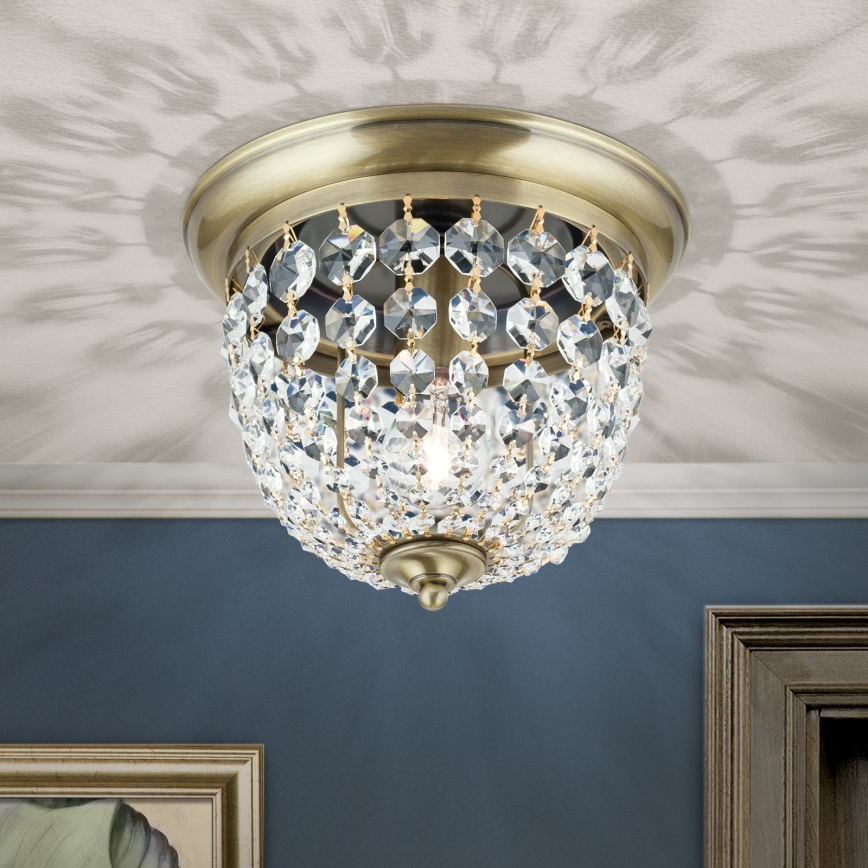 Кристален плафон PLAFOND 1xE27/40W/230V Ø 26 см бронзов