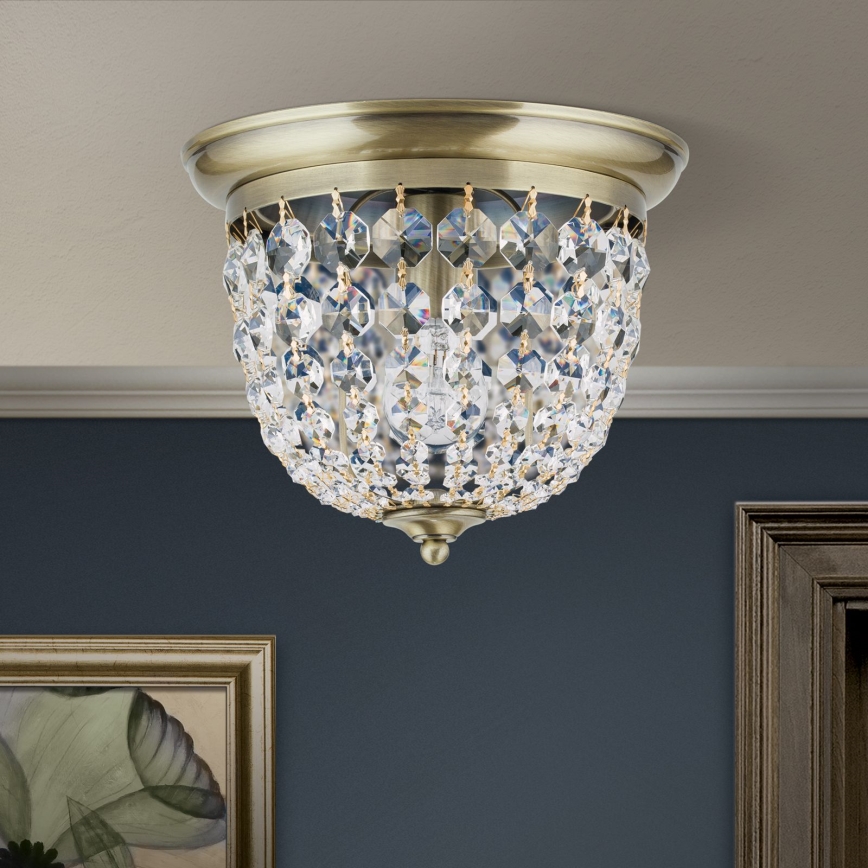 Кристален плафон PLAFOND 1xE27/40W/230V Ø 26 см бронзов