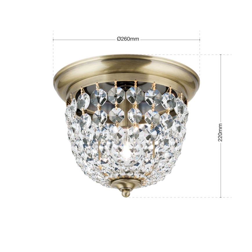 Кристален плафон PLAFOND 1xE27/40W/230V Ø 26 см бронзов