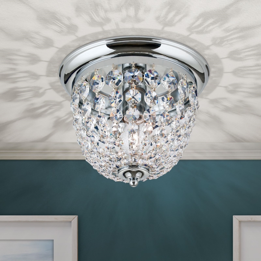 Кристален плафон PLAFOND 1xE27/40W/230V Ø 26 см лъскав хром