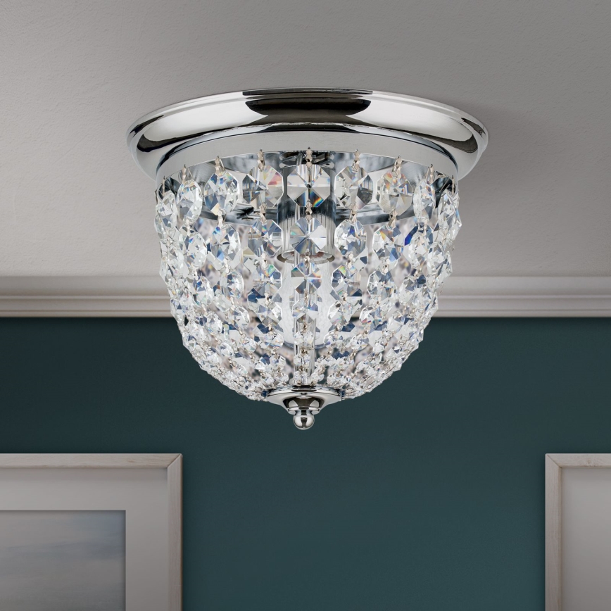 Кристален плафон PLAFOND 1xE27/40W/230V Ø 26 см лъскав хром